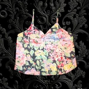 Vintage 80s Victoria's Secret Golden Label Nighttime Floral Camisole Tank Top